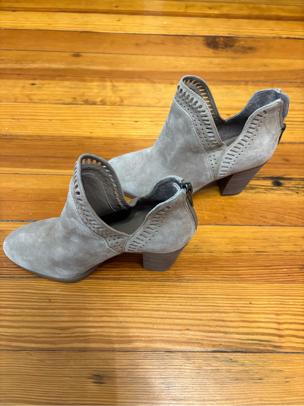 Vince Camuto Suede Cutout Ankle Booties - Taupe - Picture 4 of 5
